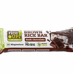 RiceUp, baton de orez brun, ciocolata neagra, 5x18g, 90 g