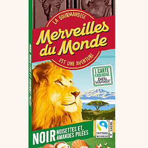 Merveilles du Monde, ciocolata neagră cu alune  de pădure și migdale zdrobite, 100 g